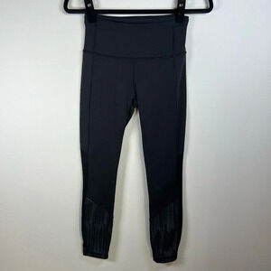 Lululemon Women's All You Need Tight Leggings  Black Mesh Panels Pockets  Size 4